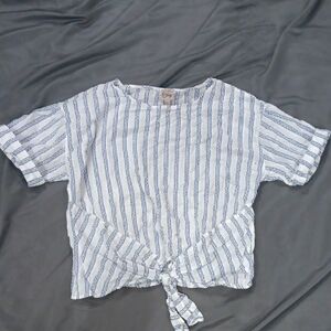Como Vintage Blue and White Striped Blouse Women's Large!